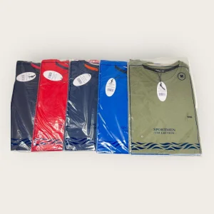 Sportman T-shirt Uomo Mezza Manica Con Ricamo E Banda In Tinta In Puro Cotone  Art. Sh50