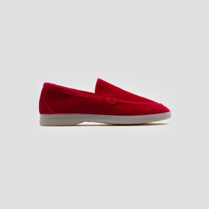 Mocassini Vegani in Velluto Rosso