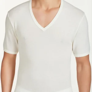 Maglietta Ragno Merino Uomo Scollo a V Manica Corta Lana 60038