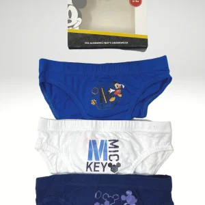 Cartoon Mickey Mouse Confezione Da 3 Pezzi Slip Bimbo 100% Cotone Stampe/colori Assortiti Art. 1505 Mic