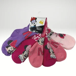 Cartoon Minnie Confezione Da 6 Calzini Corto Bimba 100% Cotone Stampe/colori Assortiti  Art.min 00330