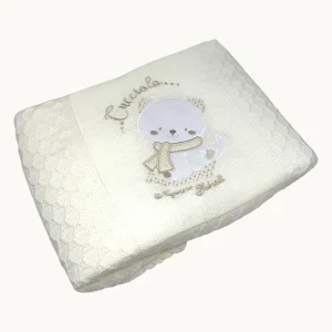 Nazareno Gabrielli - Copertina Lettino In Mano Lana - Smacchinato Con Ricamo  Art. Ng4740-2