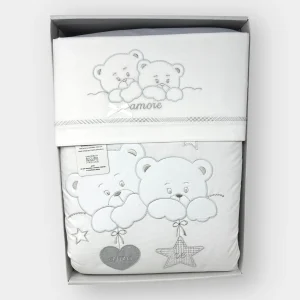 Coordinato 4 Pezzi Trapunta - Completo Lenzuola Per Carrozzina In Cotone Art. 6016