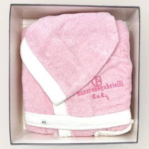Nazareno Gabrielli - Accappatoio Baby Interno In Spugna Esterno In Ciniglia Con Logo Ricamato Art. Ng396
