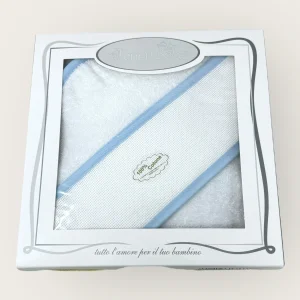 Teneri Bebe' Accappatoio Triangolo Neonato In Spugna Puro Cotone Con Tela Aida Idea Ricamo  Art. 456