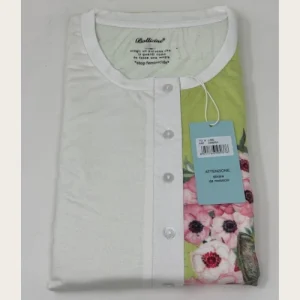 Bollicine Primavera - Pigiama Donna Cotone Serafino 7 Bottoni In Puro Cotone Pantalone Unito  Art. Ambra