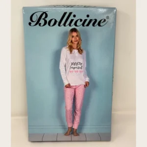 Bollicine Primavera - Pigiama Donna Cotone Serafino In Puro Cotone Pantalone Quadri  Art. Luna