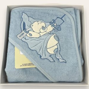 Teneri Bebe' Accappatoio Triangolo Neonato Ricamato In Spugna 100% Cotone  Art. 1928