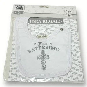 Irge Baby - Bavetta Battesimale Con Clips Il Mio Battesimo In Puro Cotone  Art. Ir268-1