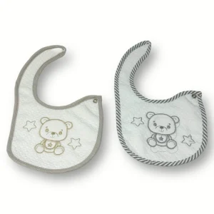 Irge Baby - Bavetta Baby In Jacquard Ricamata Chiusura Con Clips In Puro Cotone  Art. Ir1471-2