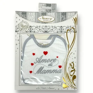 Nancy Baby - Bavetta In Puro Cotone Con Ricamo Amore Di Mamma Art. 388-1