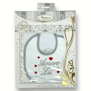 Nancy Baby - Bavette In Puro Cotone Con Ricamo Amore Degli Zii  Art. 388-4