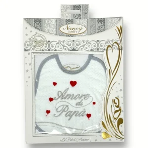 Nancy Baby - Bavetta In Puro Cotone Con Ricamo Amore Di Papà Art. 388-2