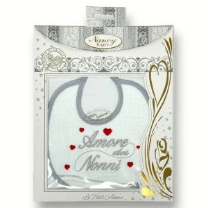 Nancy Baby - Bavetta In Puro Cotone Con Ricamo Amore Dei Nonni Art. 383-3