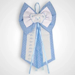 Micocca - Coccarda Grande A Forma Di Fiocco Con Ricamo Benvenuto O Benvenuta