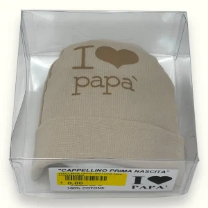 Teneri Bebè - Cappello Baby In Puro Cotone Con Stampa  I Love Papa'  Art. 1662-1