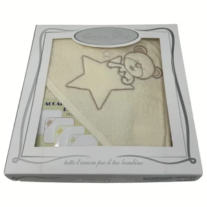 Teneri Bebè -  Accappatoio Triangolo Neonato In Spugna Puro Cotone Ricamato  Art. 1910-2