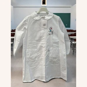 Tutti A Scuola - Grembiule Scuola Bianco Elementare Femminuccia Con Ricamo E Applicazione In Pizzo Art. 24485