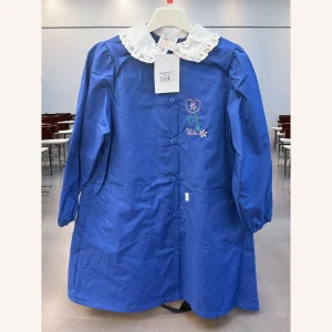 Tutti A Scuola - Grembiule Scuola Blu Elementare Femminuccia Con Ricamo E Applicazione In Pizzo Art. 24486bl