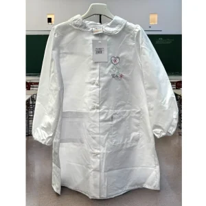 Tutti A Scuola - Grembiule Scuola Bianco Elementare Femminuccia Con Ricamo E Applicazione In Pizzo Art. 24486