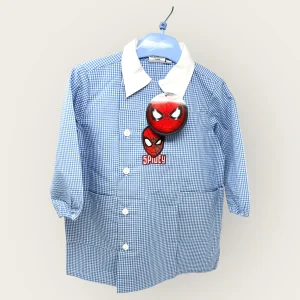 Spider-man Disney Cartoon Grembiule Scuola Asilo Quadretti Con Ricamo  Art. Spm0498