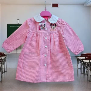 Minnie Disney Cartoon Grembiule Scuola Asilo Quadretti Con Ricamo  Art. Min0495