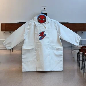 Spiderman - Grembiule Scuola Asilo Bianco Con Ricamo  Art. Spm0499