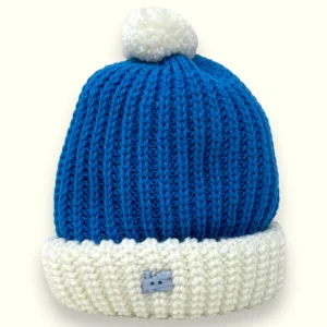 Nancy Baby - Cappellino Baby In Misto Lana Bicolore Con Pon Pon  Art. 1638