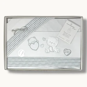 -nazareno Gabrielli- Completo Lenzuola 3 Pezzi Carrozzina Ricamata In Puro Cotone 90x120  Art. Ng91-33