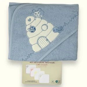 Teneri Bebè - Accappatoio Baby Triangolo In Spugna Idrofila Puro Cotone Ricamato  Art. 1916