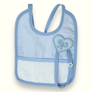 Irge - Bavetta Prima Nascita In Piquet Tela Aida Da Ricamo 100% Cotone Con Porta Ciuccio  Art. Ir990-1