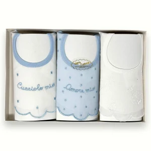 Nancy - Tris Bavette Prima Nascita Ricamate In Puro Cotone  Art. 1864