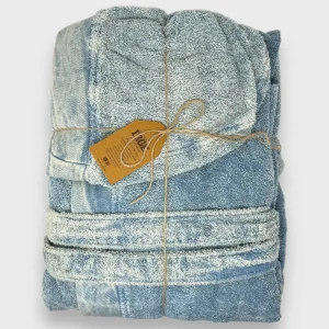 Irge - Accappatoio Unisex Spugna Stone Washed 100% Cotone Effetto Slavato