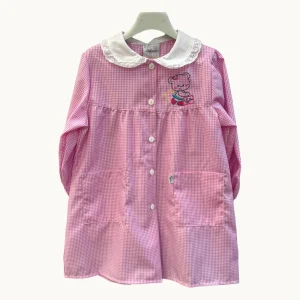 Giorgio Rey Grembiule Scuola Asilo Quadretto Femminuccia Con Ricamo E Applicazione In Pizzo Art. 25476q