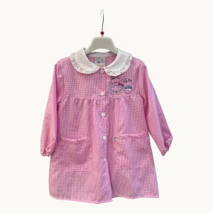 Giorgio Rey  Grembiule Scuola Asilo Quadretto Femminuccia Con Ricamo E Applicazione In Pizzo Art. 25477q