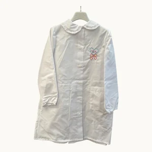 Giorgio Rey Grembiule Scuola Bco-blu Elementare Femminuccia Con Ricamo E Applicazione In Pizzo Art. 25488b