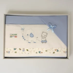 I Batuffolini Completo Lenzuola 3 Pezzi Carrozzina (90x120) 100% Cotone Ricamata Art. B0200-136