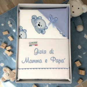 I Batuffolini Coordinato Culla (completo Lenzuola+copertina) Cotone Ricamo Gioia Di Mamma E Papa' Art. B400-2