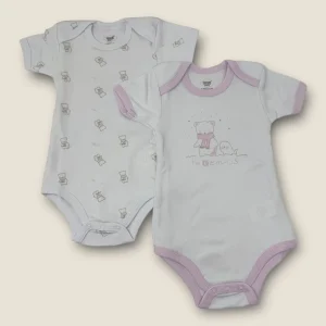 Irge Confezione 2 Pezzi Body Neonato In Caldo Cotone 100% Mezza Manica Colorato  Art. Baby02