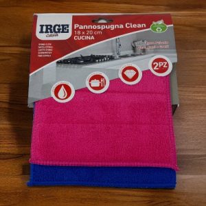 Irge Casa - 2 Pezzi Panno Cucina In Microfibra Tinte Forti Mis. 18x20  Art. Pan4331a Clean