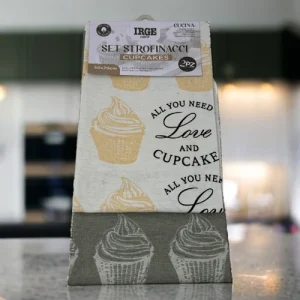 Irge Casa - Confezione 3 Strofinacci-cucina  In 100% Cotone Fantasia Mis. 50x70  Art. Str6228 Cupcakes