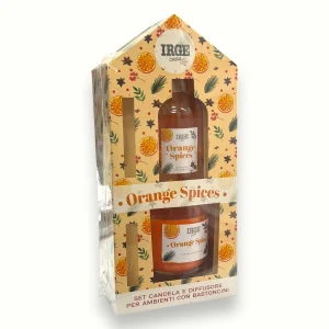 Irge Home - Set Diffusore Di Spezie Con Bastoncini Di Fibra Di Bambù 100ml + Candela Profumata  Art. Deo6697
