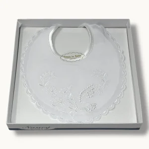 Nancy - Bavetta Battesimale In Seta Ricamata  Art. 116