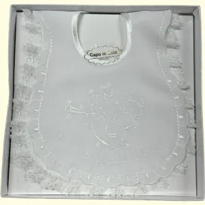 Nancy -  Bavetta Battesimale Il Mio Battesimo In Seta Ricamata Con Pizzo  Art. 166