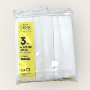 Nancy Baby Confezione 3 Pezzi Quadrato Garza 100% Cotone Mis. 75x75 Bianco  Art. 508