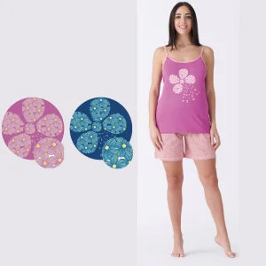 Vanuè - Pigiama Donna Corto Spalla Stretta Fantasia In Puro Cotone  Art. Sv6814