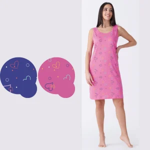 Vanuè - Abitino Casa Donna Spalla Larga Calibrato Stampato In Puro Cotone  Art. Sv6843cgx