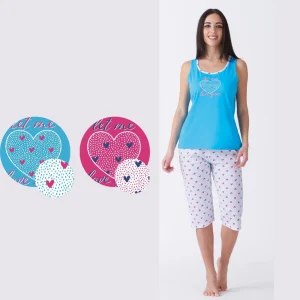 Vanuè - Pigiama Donna Corto Calibrato Spalla Larga Con Stampa In Puro Cotone  Art. Sv6848pgpx