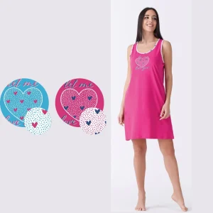 Vanuè - Abitino Casa Donna Spalla Larga Calibrato Con Stampa In Puro Cotone  Art. Sv6852cgx