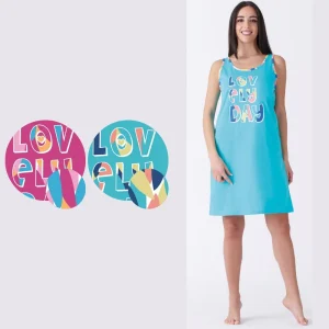 Vanuè - Abitino Casa Donna Spalla Larga Con Stampa In Puro Cotone  Art. Sv6862cg